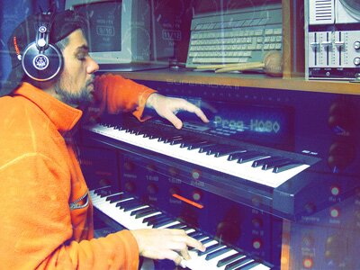 Thanasis recording synths for Dol Ammad